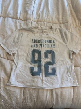 abercrombie kids White Tee with Blue '92 Graphic